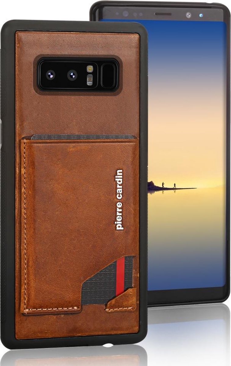 Bruin hoesje van Pierre Cardin - Backcover - Stijlvol - Leer - voor Galaxy Note8 - Luxe cover