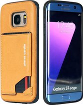 Bruin hoesje Pierre Cardin - Backcover - Stijlvol - Leer - voor de Galaxy S7 Edge - Luxe cover