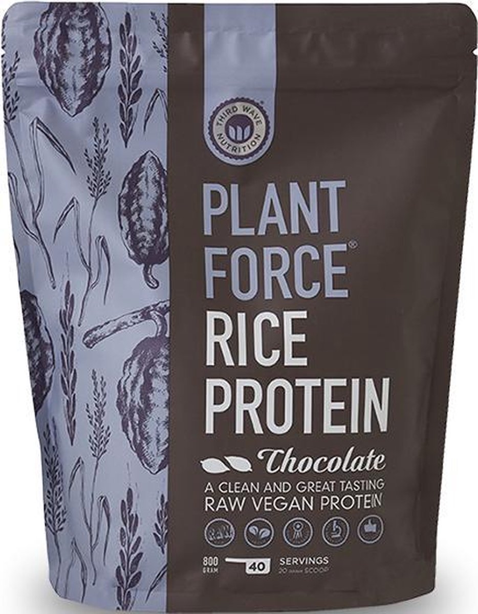 Plantforce Rijst Proteïne - Chocolade - 800 gram - Vegan, Heerlijk en volledig natuurlijk