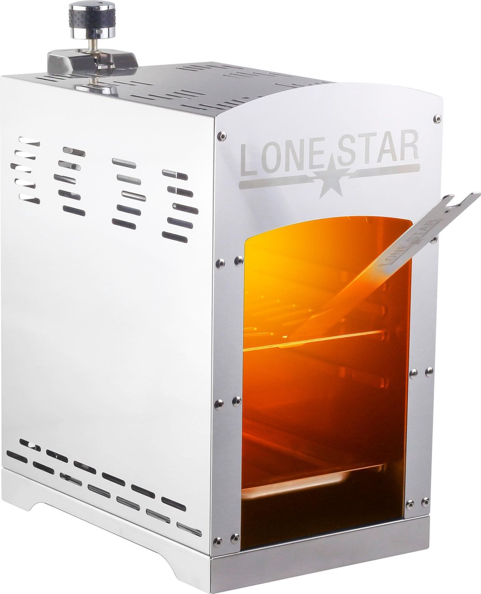 Lonestar - Hoge Temperatuur Grill / Gasbarbecue - Tafelmodel - 800 °C - Roestvrij Edelstaal - 42 x 40 x 22 cm
