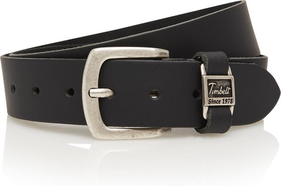 Timbelt 4 cm zwarte jeansriem - 100% leder - zwart - Maat 85 - Totale lengte riem 100 cm