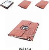 Apple iPad 2-3-4 Bruin 360 graden draaibare hoes - Book Case Tablethoes- 8719273000069