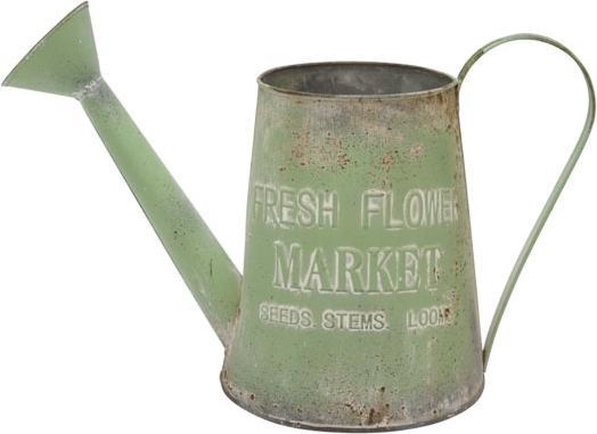 Cosy @ home Gieter fresh flower market groen 40x26xh53cm rond zink