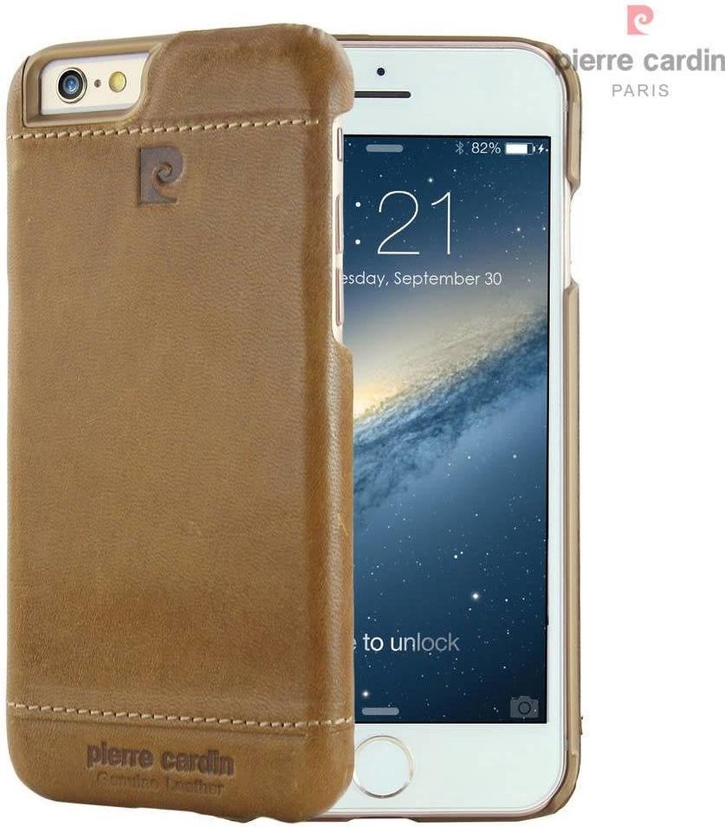 Bruin hoesje Pierre Cardin - Backcover - Leer - iPhone 6-6S - Luxe cover