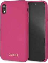 Roze hoesje van Guess - Backcover - Soft Touch - Leer - voor iPhone XR - Siliconen rand
