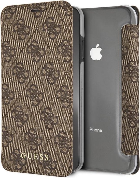 Guess Bruin hoesje iPhone Xs Max - Book Case Guess Classic Collection - Achterkant... | bol.com