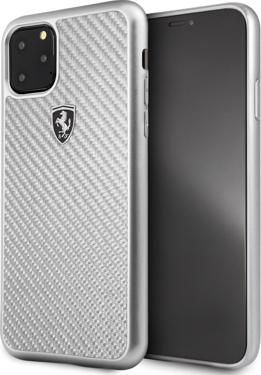 Zilver hoesje Ferrari - Backcover - iPhone 11 Pro Max - Carbon Silver