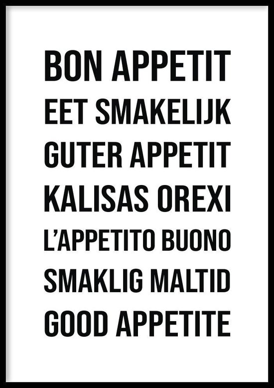 Poster Eet Smakelijk - 70x100cm - keuken poster -  250g Fotopapier