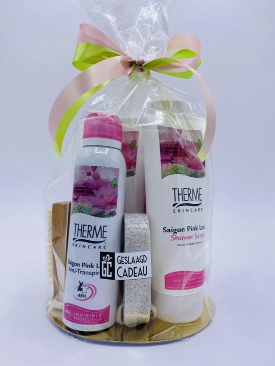 Cadeau voor vrouw Therme Saigon Geschenkset XL Therme deodorant, douchegel, shower scrub, body lotion, foam bath een puimsteen en nagelborstel - Geschenkset vrouwen - verjaardag - 7 producten