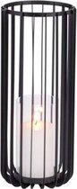 Lucy's Living Luxe lantaarn NOIR Metaal - Ø 17 x 40 cm - kaarsenhouder – waxinelicht houder - windlicht - decoratie - naturel – tuindecoratie