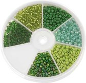 Kralendoos - Rocailles Glaskralen Green (3 mm) 'Mix Color'
