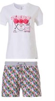 Rebelle Dames pyjama/shortama – wit-rood – 41201-432-2/100 – maat 38