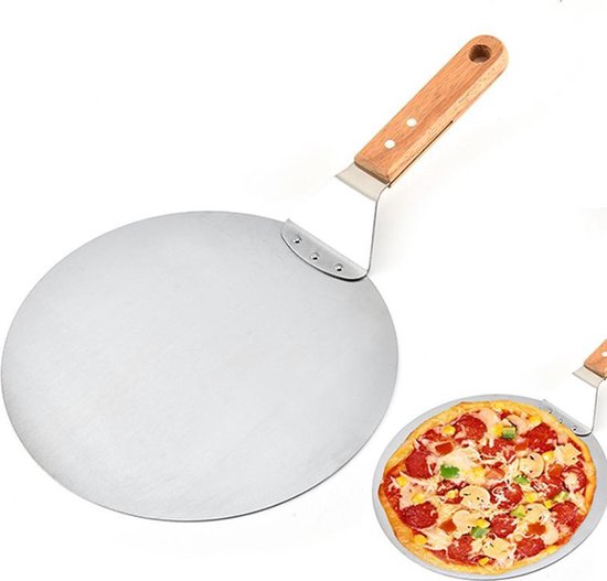 Pelle à pizza ronde en acier inoxydable pour barbecue ou four - manche en  bois 25cm... | bol.com