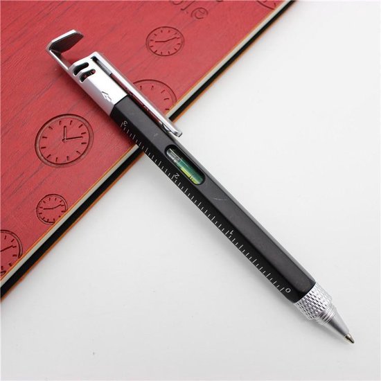 Multifunctionele pen, 2 stokken, 6-in-1 multifunctionele balpen, gereedschapsstift met schaal, schroevendraaier, waterpas, cadeaus voor mannen, multifunctionele balpen, gadget, geschenken voor mannen