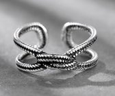 Semyco ring dames zilver Twist - One-size - Verstelbaar - Buddha ring - Cadeau voor vrouw verjaardag