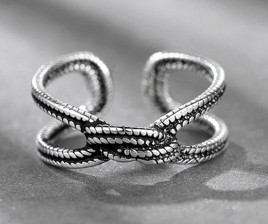 ring dames zilver Twist - One-size - Verstelbaar - Buddha ring - Cadeau voor vrouw verjaardag