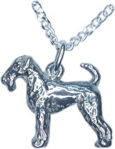 Fox Terrier Pup / Puber (medium) Hanger -merk COOLDOG™ in massief Zilver inclusief ketting