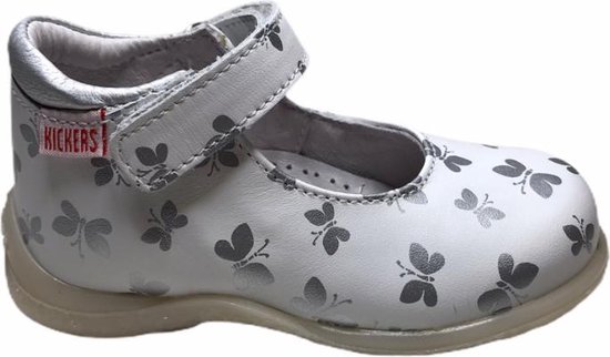 Kickers velcro ballerina Birba wit silver vlinders mt 21