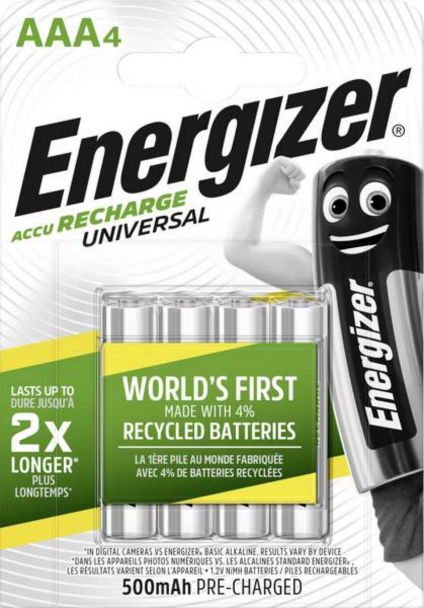 Energizer Universal HR03 AAA battery (rechargeable) NiMH 500 mAh 1.2 V 4  pc(s) | bol.com