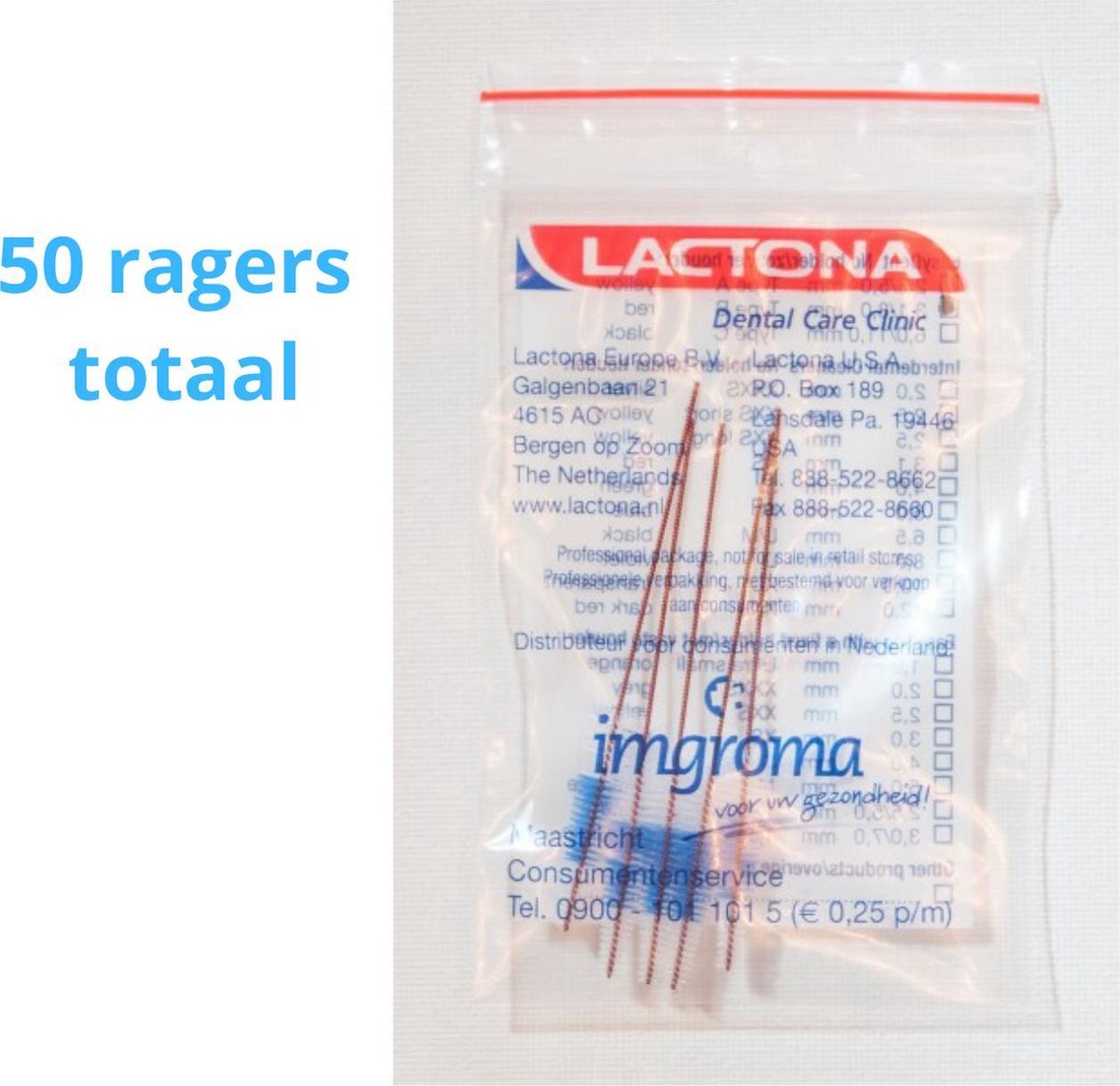 Lactona EasyDent Type B 3.1 - 8mm - Ragers - 10 gripzak x 5 stuks - Lactona
