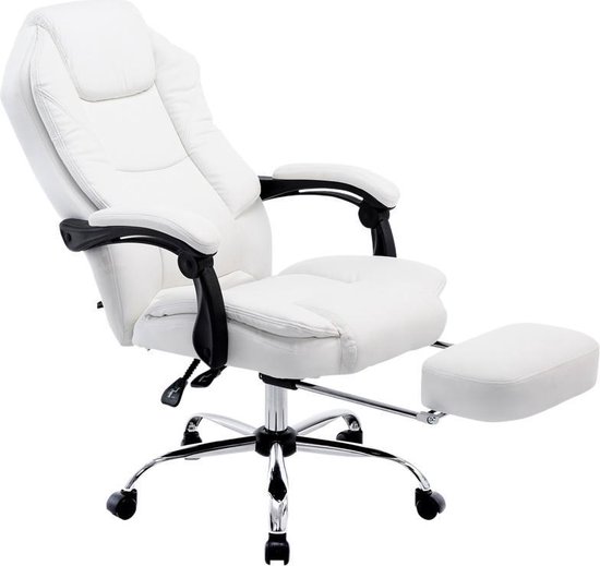 Chaise de bureau | Avec repose-pieds intégré | Confortable | Ergonomique |  Blanc | bol