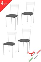 Tommychairs Elegance - Eetkamerstoelen - Set van 4 - Wit & Donkergrijs - Kunstleer & Metaal