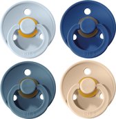 BIBS Fopspeen - Maat 2 (6-18 maanden) - 4 stuks - Baby Blue, Vanilla en Petrol en Midnight Blue