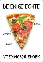Spreukenbordje: De enige echte voedingsdriehoek! Pizza slice | Houten Tekstbord