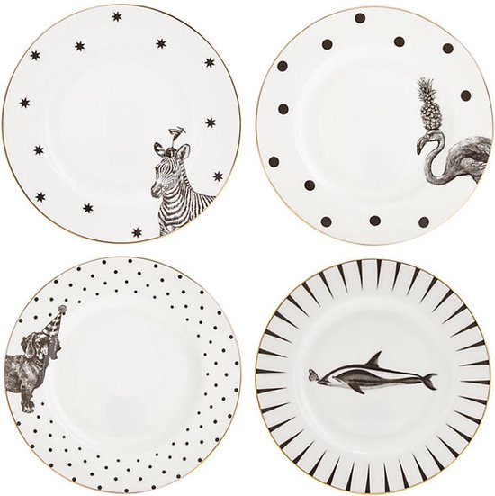 Kilometers mechanisch Paine Gillic Yvonne Ellen London Monochrome Set van 4 Gebak Bordjes Ø 16 cm - Diverse  Dieren Prints... | bol.com