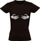 Handen skelet dames t-shirt zwart | grappig | cadeau | halloween | maat S