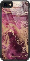 iPhone SE 2020 hoesje glass - Marmer paars goud | Apple iPhone SE (2020) case | Hardcase backcover zwart