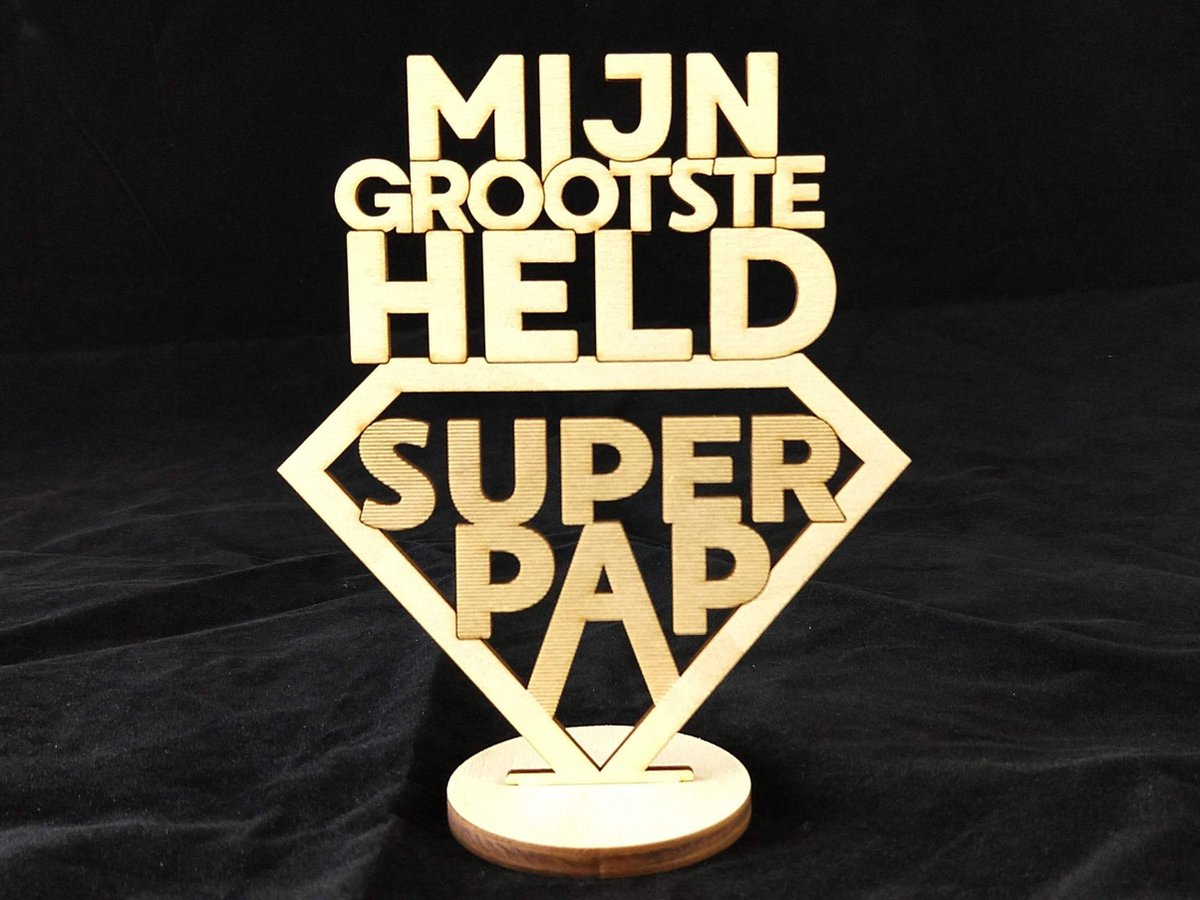Tekstbordje op Voetje met tekst - Mijn grootste Held SUPER PAP
