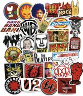 50x vinyl Muziek bands stickers - oa BLUR, ACDC, U2, RHCP, Nirvana, The Who  - Plaatjes voor Laptop, skateboard, gitaar, koffer etc.
