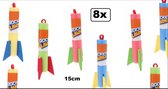8x Rocket Launch raket 15 cm assortie - raket lanceer speelgoed buiten