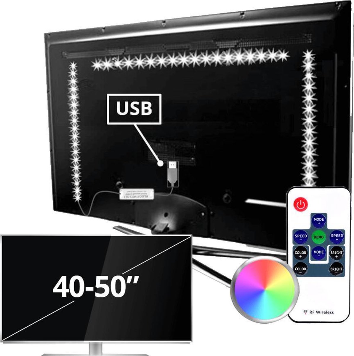 TV led strips set - 3 USB led strips - RGB - 40 - 50 inch | bol.com
