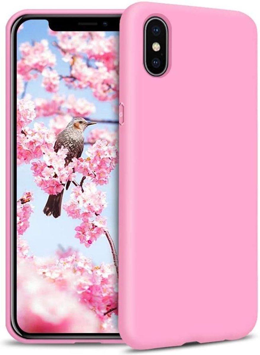 HB Hoesje Geschikt voor Apple iPhone X / XS - Roze - Siliconen Back Cover