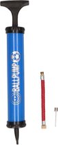Ballenpomp blauw met naaldventiel verlengslang en vuldop - 19 cm - Voetbalpomp/Basketbalpomp/Skippybalpomp