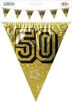 3x Gouden bruiloft 50 jaar vlaggenlijn 8 meter - Jubileum decoratie - Sarah/Abraham versiering