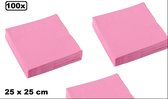 100x Servetten roze 25 x 25 cm - servet diner eten knoeien restaurant BBQ thema feest