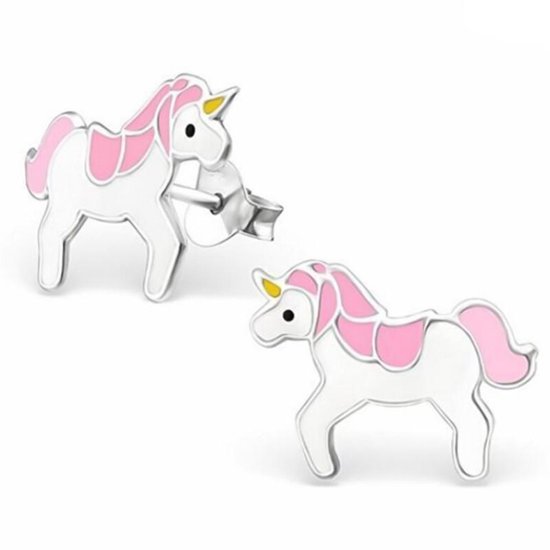 Fako Bijoux® - Kinderoorbellen - Eenhoorn - Unicorn - 14x10mm - Roze