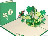 Popcards Popcards cartes - Lucky Clover Trèfle à quatre feuilles Coccinelle Jardin Amitié Espoir Faith Love Geluk Carte de voeux pop-up
