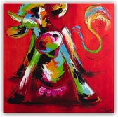 Schilderij - Middelste maffe koe rood