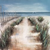 Schilderij - Handgeschilderd - Zonnig strand, 100x100