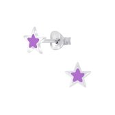 Joy|S - Zilveren ster oorbellen 6 mm paars