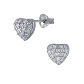 Joy|S - Zilveren hart oorbellen 9.5 mm cubic zirkonia