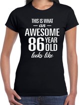 Awesome 86 year / 86 jaar cadeau t-shirt zwart dames L