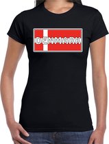 Denemarken / Denmark landen t-shirt zwart dames -  Denemarken landen shirt / kleding - EK / WK / Olympische spelen outfit XL