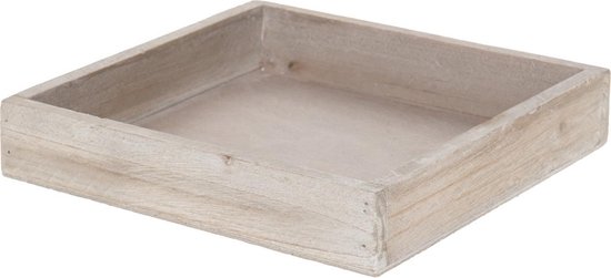 Vierkant houten kaarsenplateau/kaarsenbord naturel wash 20 x 20 cm - Onderbord/kaarsenplateau/onderzet bord voor kaarsen