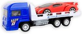 Jonotoys Vrachtauto-vrachtwagen- trekker 30 cm + auto met  frictie blauw - +3 jaar