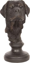 Clayre & Eef Decoratie Beeld Hond 6PR2500 14*14*27 cm - Zwart Kunststof Decoratief Figuur Decoratieve Accessoires Woonaccessoires
